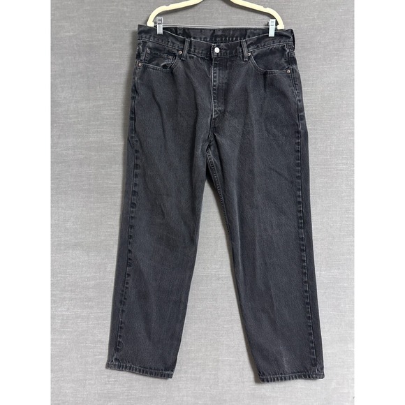 Levis Jeans 40 x 32 Black Cotton‎ Denim 550 Relaxed Straight Baggy Grunge 90s - Picture 1 of 11